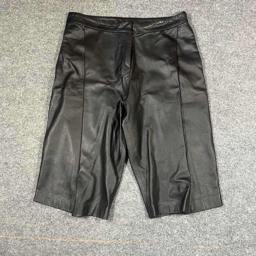 Vince Leather Bermuda Shorts Womens Small Black High Waist Knee Length Coulotte
